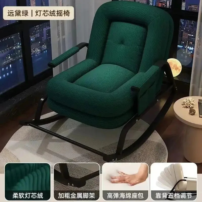Cozy Home Rocking Chair Balcony Leisure Lounge Chair for Adults, Ergonomic Lazy Rocker for Living Room Relaxation Lunch Breaks