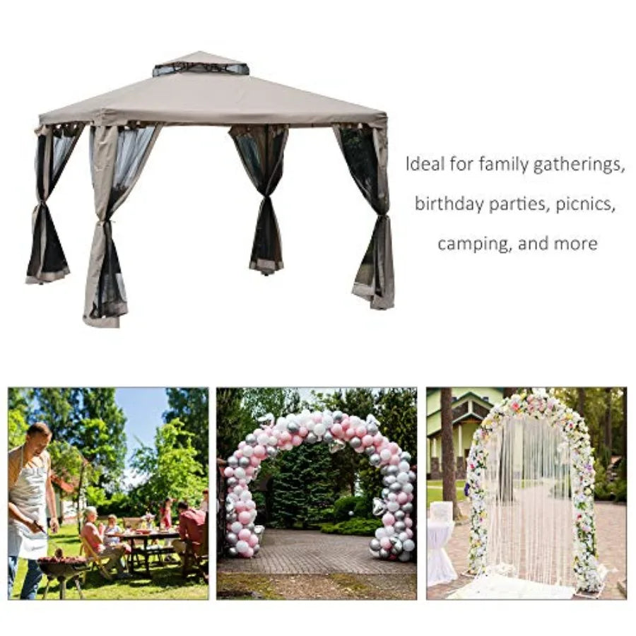 9.6' x 9.6' Patio Gazebo Outdoor Canopy with Netting