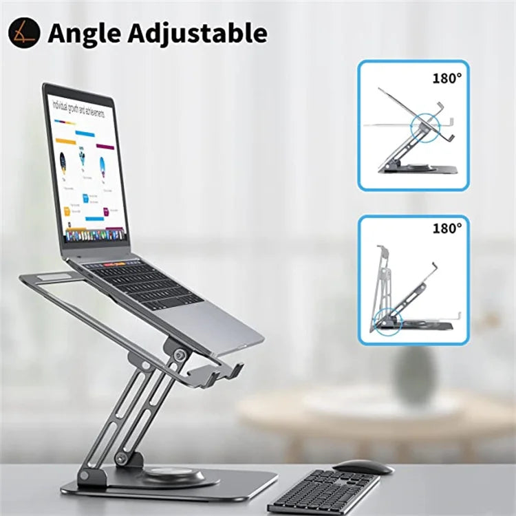 Ultra Slim 360 Swivel Aluminum Alloy Laptop Holder Foldable Portable Compact Notebook Computer Riser For Office Desk