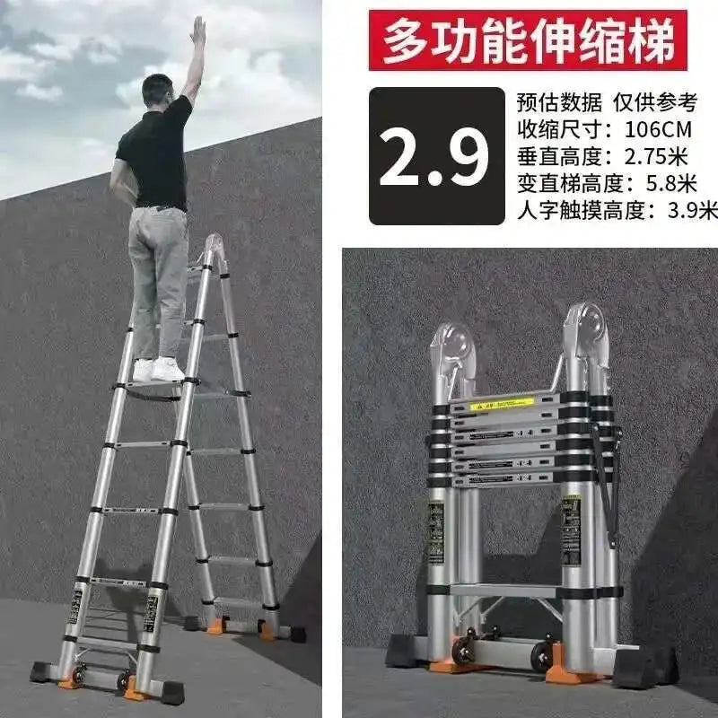 Alloy Telescopic Step Ladder Multi-functional Lifting Engineering Stairs Thickened Herringbone Ladders Folding Stairs
