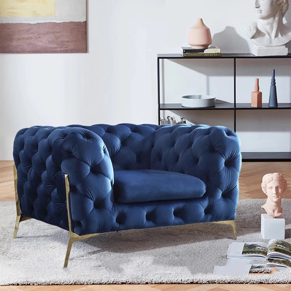 Modern Nordic Simple Velvet Sofa Suitable 2 3 Seater Sofa Set Elegant  Gold Stainless Steel Base Sofa Couch Set for Living Room