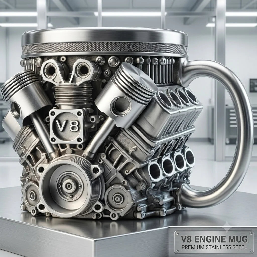 V8/V6 Engine Stainless Steel Cup 3D Piston Coffee Mug Barbecue Beer Stein Tea Cups Creative Mechanic Gifts For Car Lovers Men