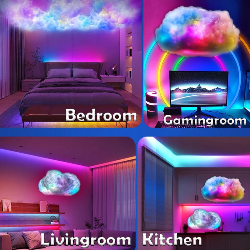 Cloud LED Light, Cloud Music Sync Multicolor Changing Strip Light, Atmosphere DIY Creative Thunder Cloud Lamp Wall Ceiling Light