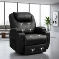 Black Leather Swivel Rocking Recliner Chair with Massage and Cup Holders for Living Room, Bedroom, or Nursery