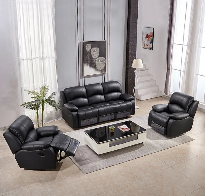 Genuine Leather Sofa Living Room Set Electric Sofa 3 2 1 Seat Genuine Electric Power Leather Recliner Sofa Set