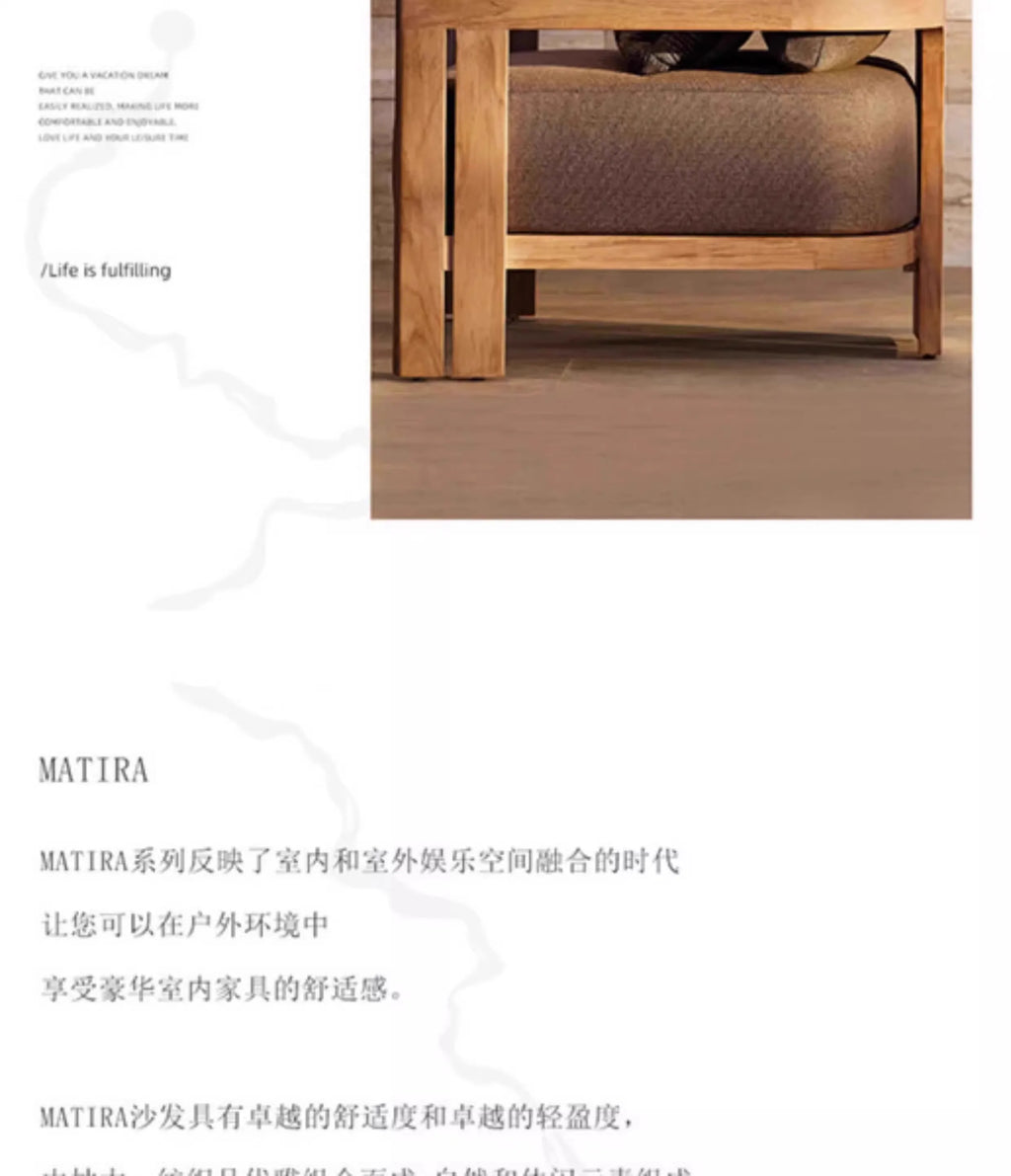 Villa Courtyard Teak Sofa Outdoor Garden Solid Wood Outdoor Terrace Hotel Leisure Furniture Combination