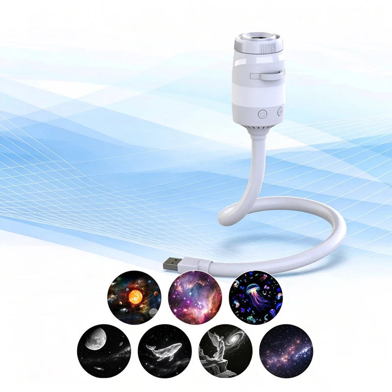 2-in-1 USB Galaxy Star Sky Projector Night Light 360° Adjustable Brightness Nebula Star Projector Lamp For Car Bedroom Xmas Gift