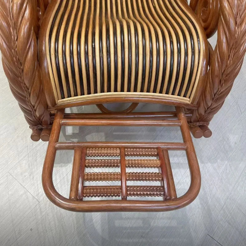 True rattan rocking chair sun room high-end elderly home recliner rattan woven balcony casual rocking chair