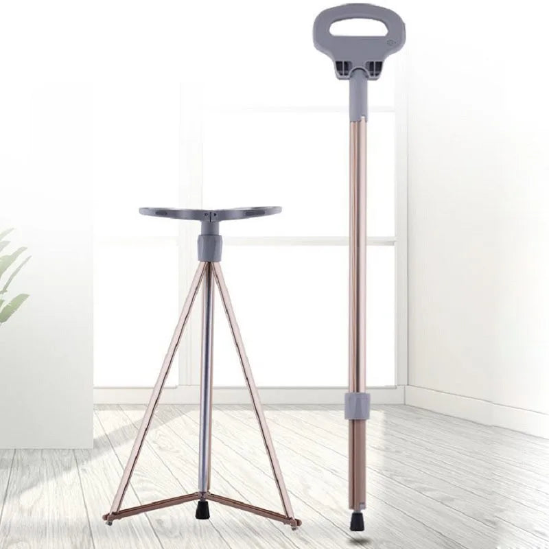 Collapsible Trekking Pole Chair, Portable 2 in 1 Hiking Stick with Seat, Lightweight Aluminum for Outdoor Fishing Camping
