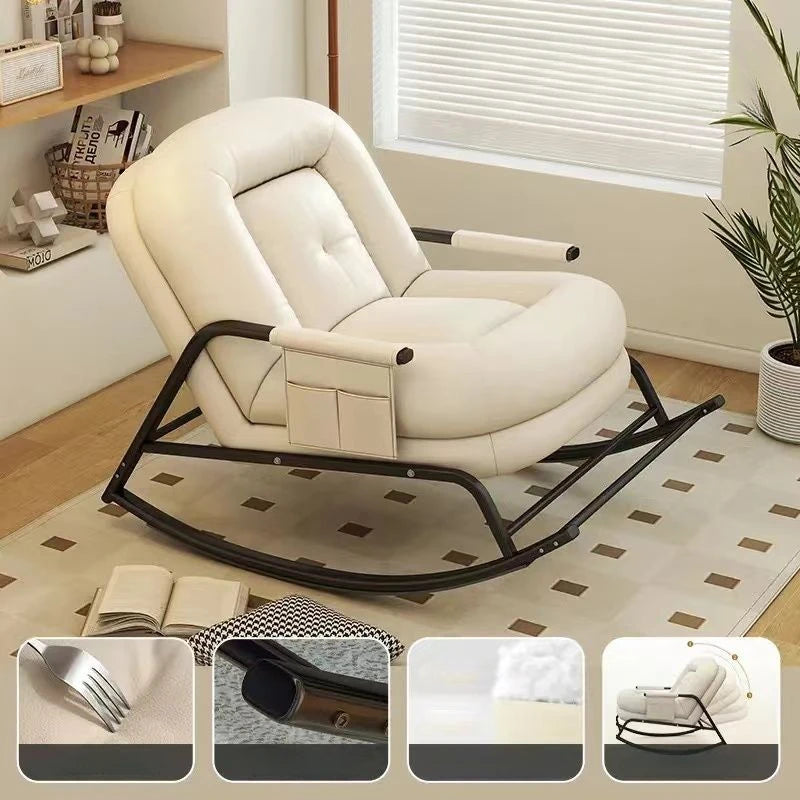 Lazy Rocking Chair Household Living Room Adult Balcony Leisure Bedroom Recliner Single Lazy Sofa Human Rocking Chair Muebles