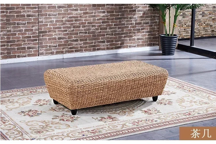 Nordic Retro Rattan Outdoor Garden Sofas Living Room Sofa Coffee Table Combination Home Furniture Leisure Homestay Sofa Chair