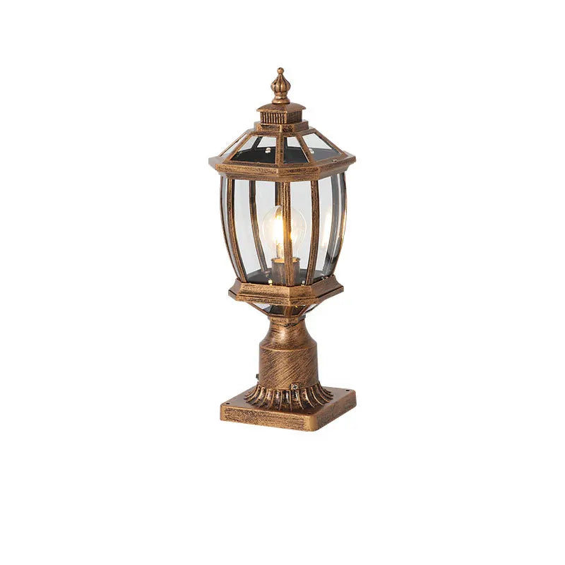 Waterproof Gold Garden Landscape Column Light Outdoor Door Post Porch Light with Glass for Villa Decor