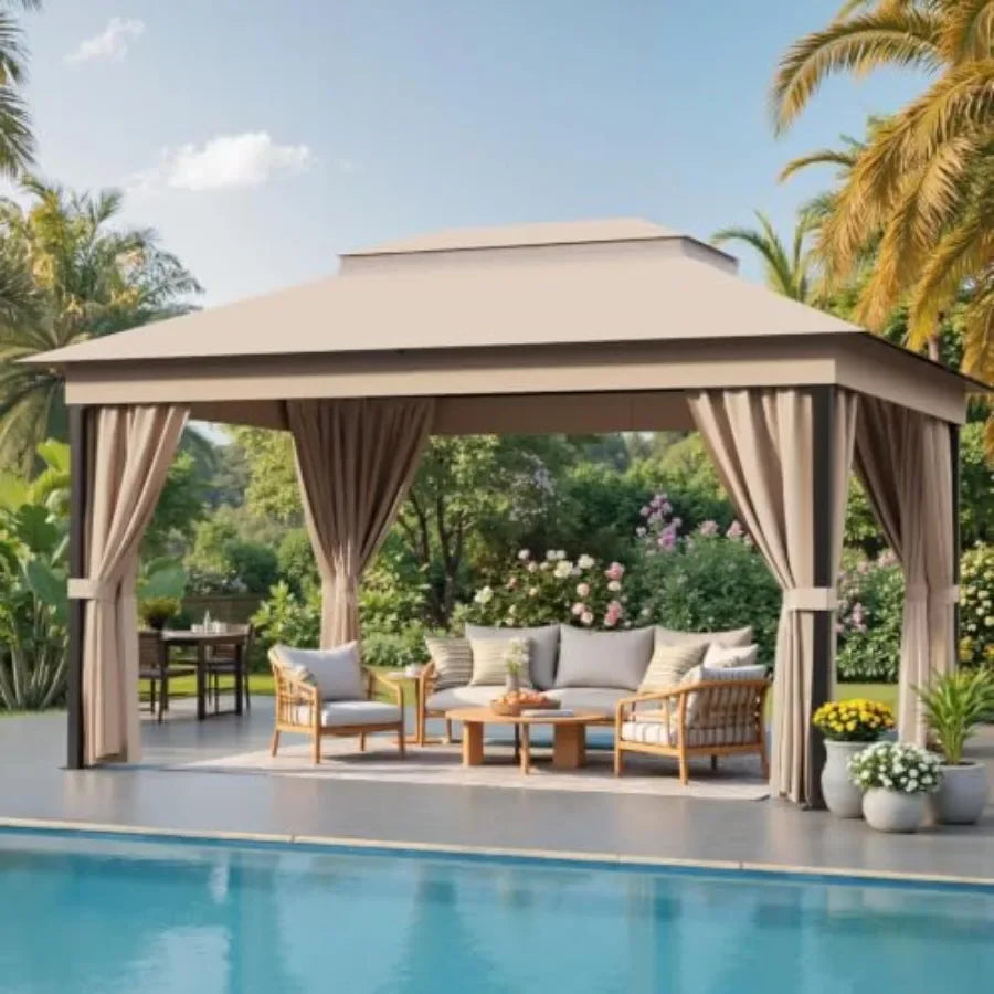 10'x13' Outdoor Gazebo for Patio, Heavy Duty Steel Frame Canopy