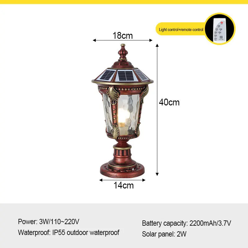 Solar Outdoor Door Post Lights LED Wall Lamps Energy Saving Fence Post Lighting for Courtyard Entrance Garden Lighting
