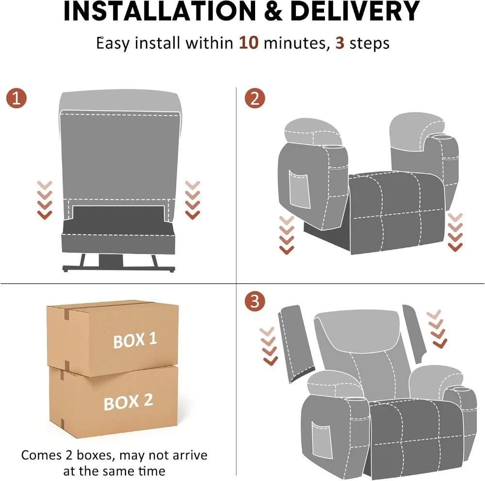Power Lift Recliner Chair with Massage & Heat for Elderly, 26" Wide Electric Recliner with Cup Holders, Black