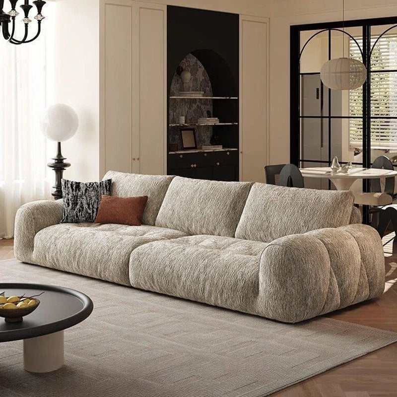 For Home Cream Style Wooden Frame Modular Living Room Sofa Set Wholesale Modern Fabric Sofa Minimalist Designer 3-seater Sofa