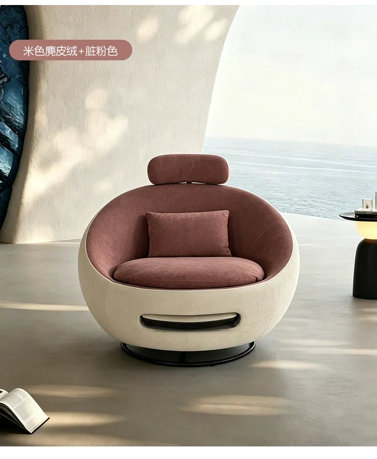 Beige Designer Sleeping Lounge Chair — Salon & Bedroom Recliner Modern