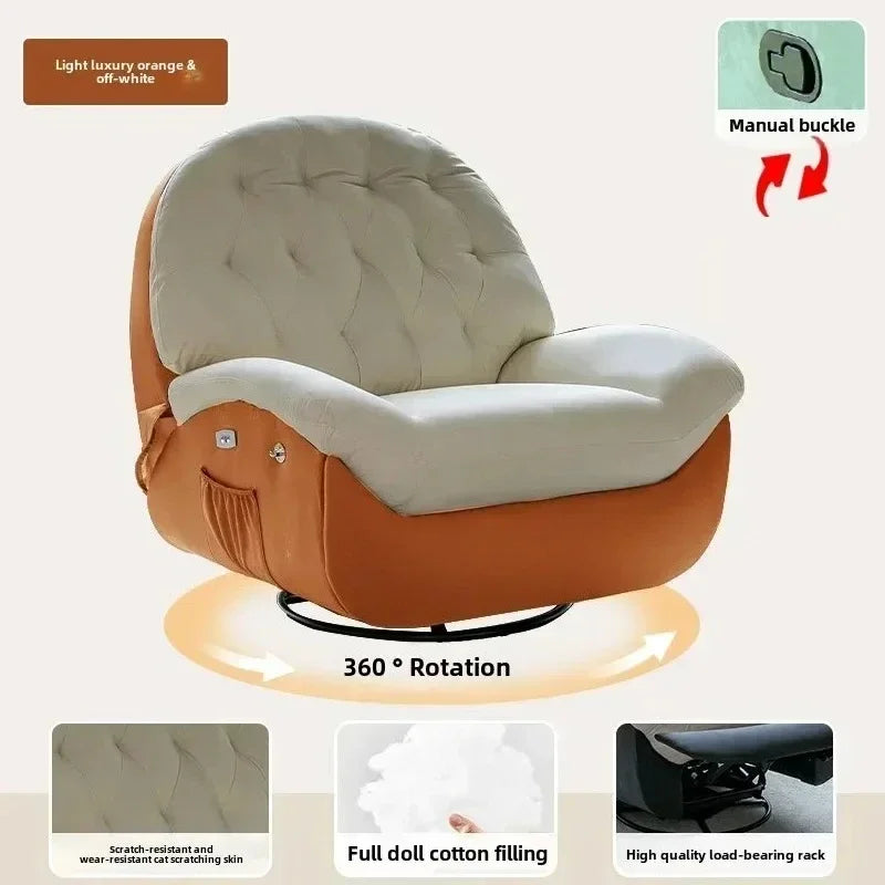 Modern Fabric Living Room Sofas Designer Living Room Furniture Leisure Lazy Sofa Bed Rocking Chair Nordic Home Rotating Recliner
