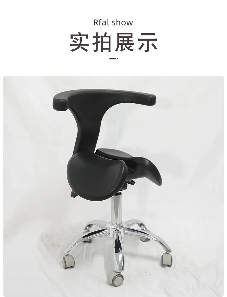 Ergonomic Dental Saddle Stool Height Adjustable Orthopedic Rolling Chair Silent Casters for Clinic Spa Dentist