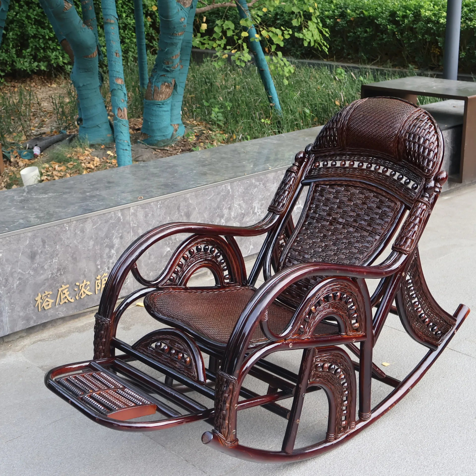 PYH pure natural true rocking chair adult rocking chair elderly rattan balcony household strong free rattan chair