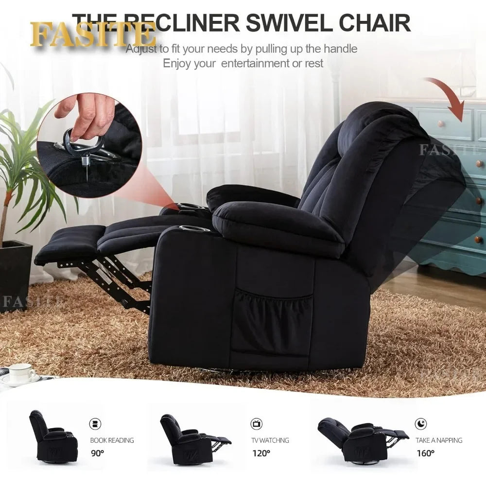Nordic High Quality Massage Rocker With Heated 360 Lazy Boy Recliner Single Sofa Seat With Cup