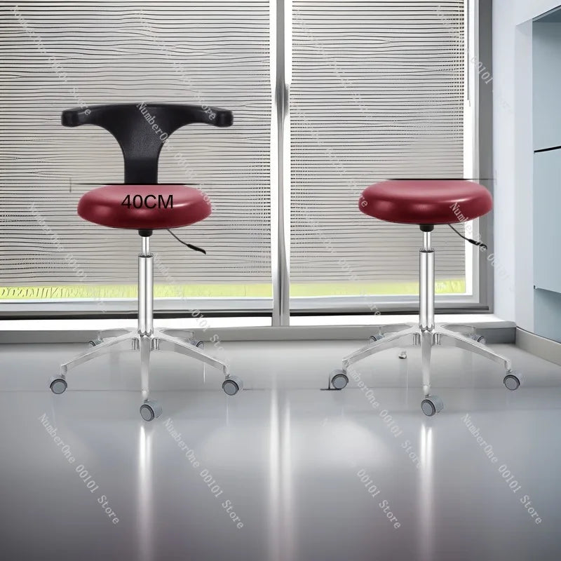 Modern Dental Doctor Chair with T-Shaped Armrests, Adjustable Height Rotating Stool, Ergonomic Nurse Assistant Chair for Clinic