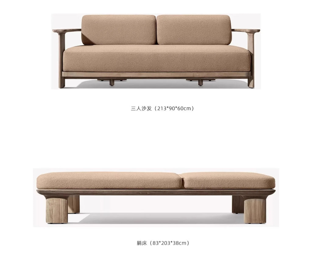 Nordic Outdoor Teak Sofa Courtyard Villa Outdoor Terrace Homestay Leisure Solid Wood Furniture Combination