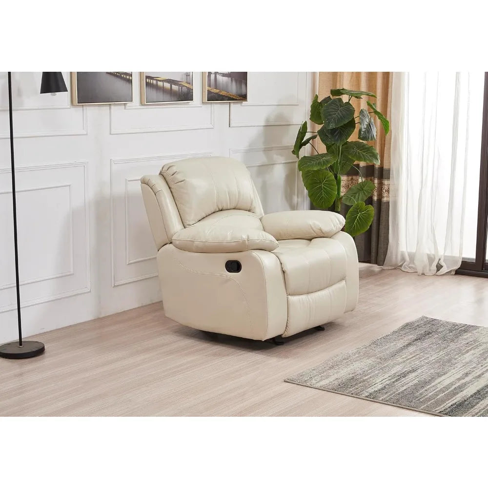 Leather Recliner Set, Sofa,Chair,with Elevating Footrest & Effortless Assembly