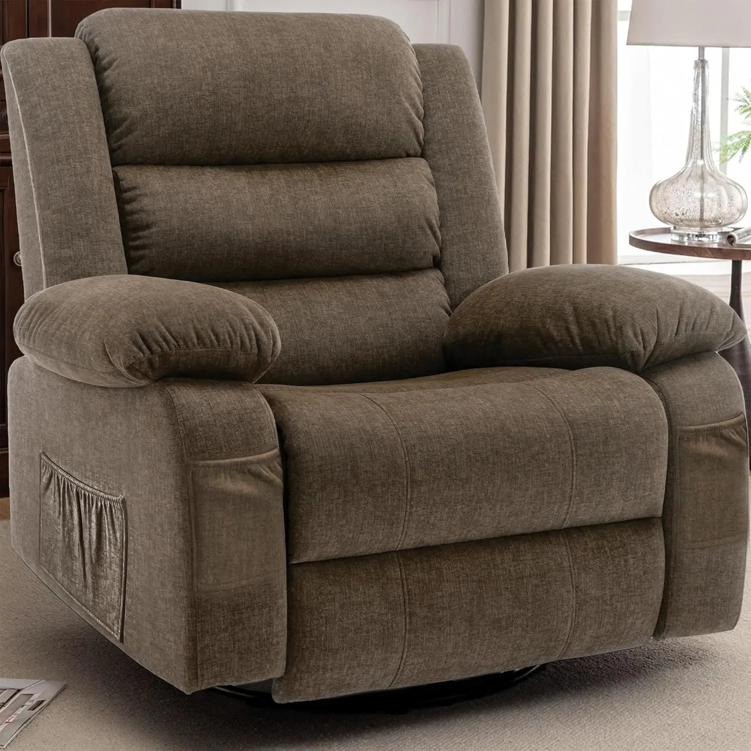 Oversized Recliner Chair, Extra Wide Rocking Chair with Massage and Heat, 360° Swivel Rocker Recliner for Adults,, Custom