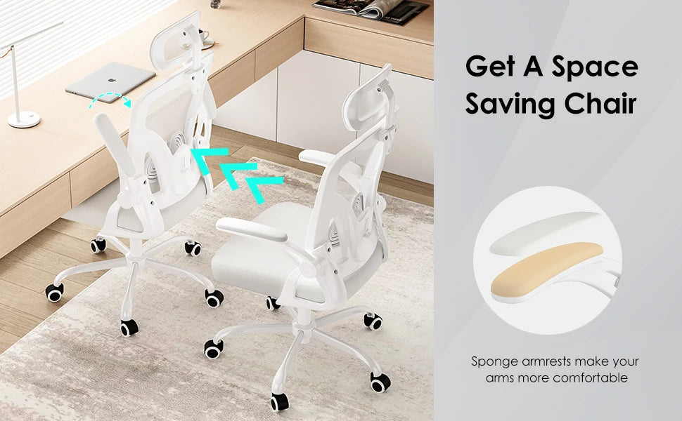 Farini Ergonomic Office Chair, Home Office Desk Chair with Adjustable Lumbar Support, Headrest & Armrest, High Back Computer Chair for Work, Study