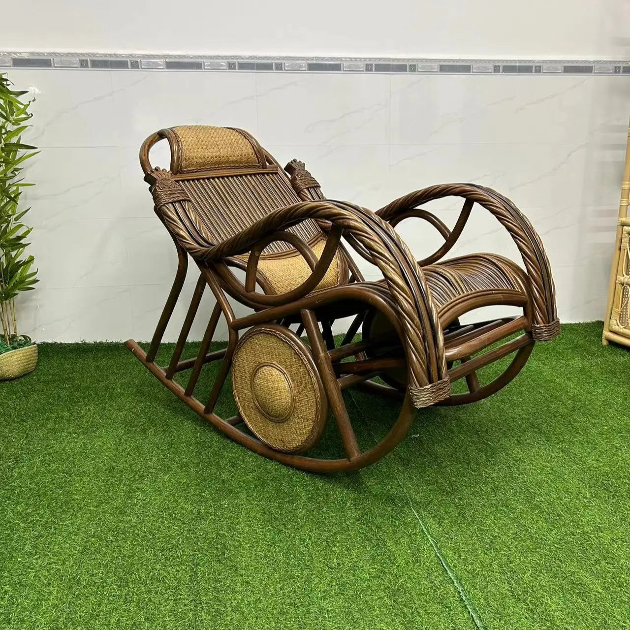 Natural vine elderly nap household lazy rocking  adult balcony leisure recliner rocking chair