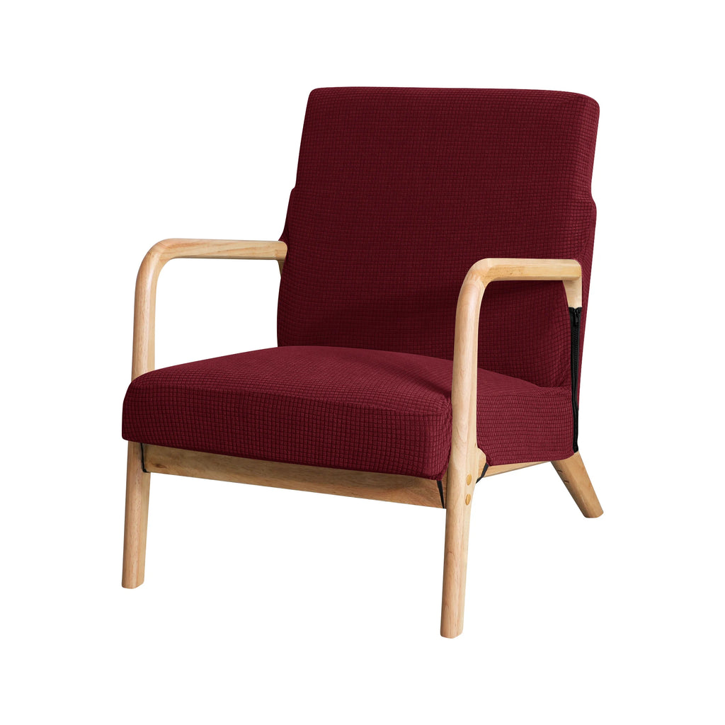 Jacquard Armchair Cover Water Resistant Solid Color Zipper Wood Chair Covers Slipcover Home Decor Stretch Furniture Cover