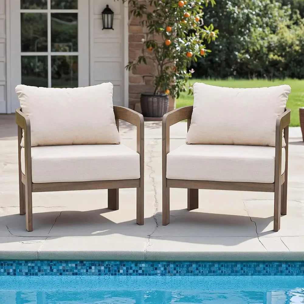 Outdoor urniture Set, 2Pcs Patio Armchairs, Metal ern Outside urniture with 6'' Thick Cushions, Outdoor Contion Set Balcony Chai