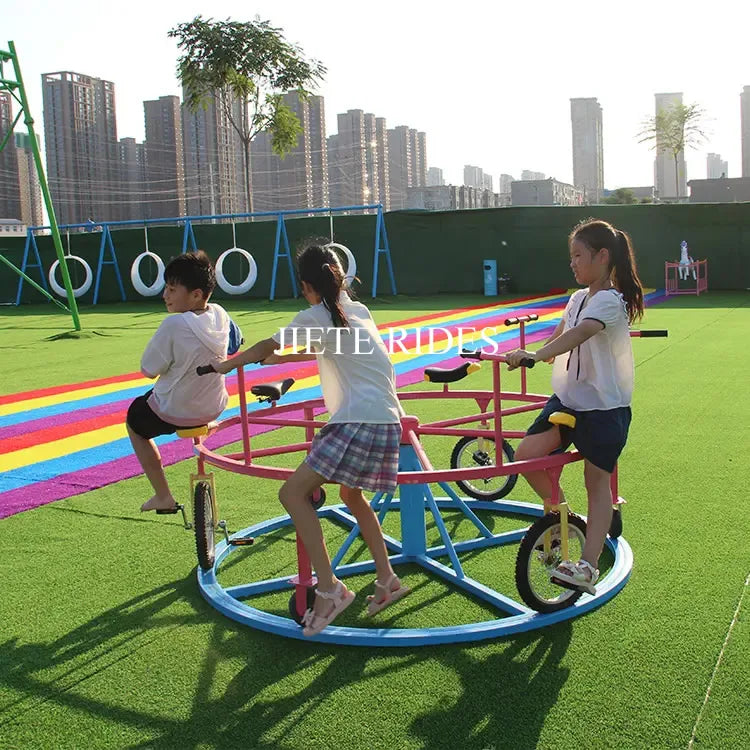 Rotating bicycle riding amusement park 6 seats Cycling without power