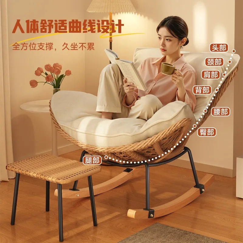 Rocking chair recliner adult sleeping single rattan balcony lazy chair bedroom casual home lazy sofa