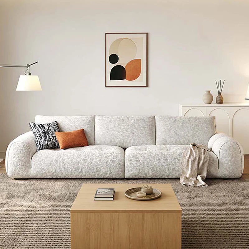 For Home Cream Style Wooden Frame Modular Living Room Sofa Set Wholesale Modern Fabric Sofa Minimalist Designer 3-seater Sofa