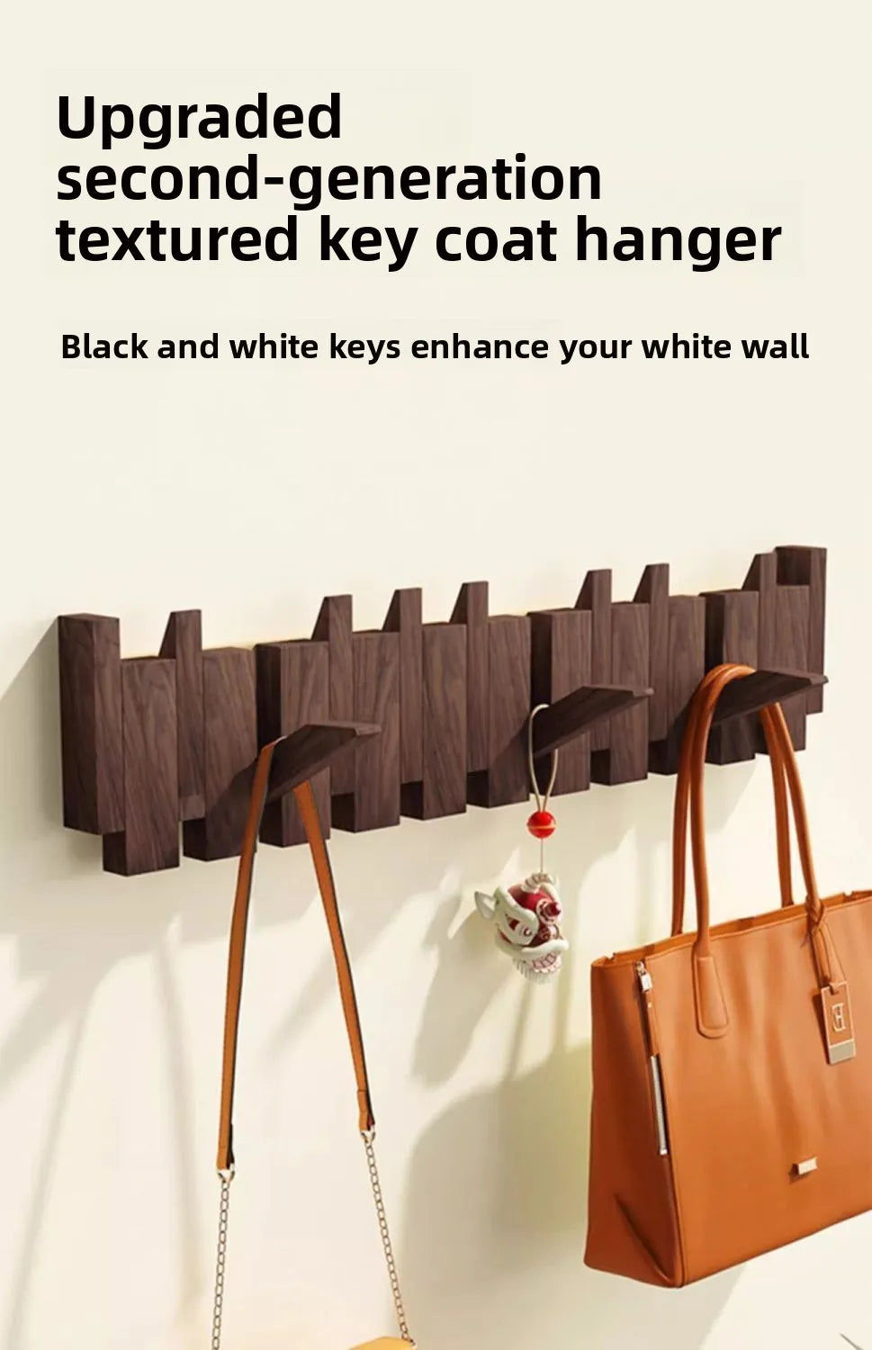 Modern mat Real Wood Pine Key Ra Entrance lway Walnut Door Ba Coat Hook Russian Origin Non-Piercing Installation
