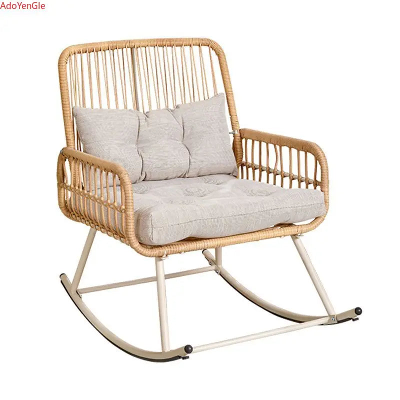 Rattan woven rocking chair Home leisure creative nap balcony adult living room modern garden handmade lounge chair