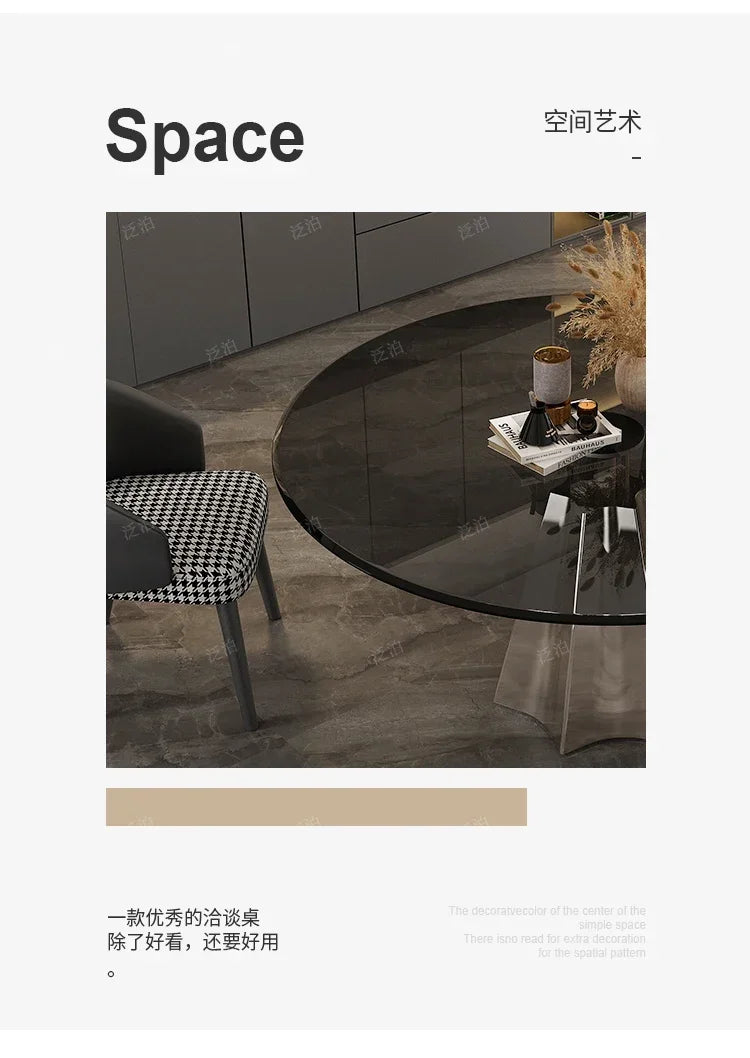 YJ Tempered glass negotiation table Light luxury household small apartment dining table Modern simple round stainless steel