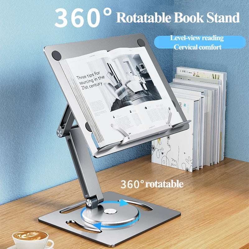 Oatsbasf 360 Rotable Aluminium Laptop Stand Height Angle Adjustment Tablet Desktop Holder Multifunctional Reading Book Bracket