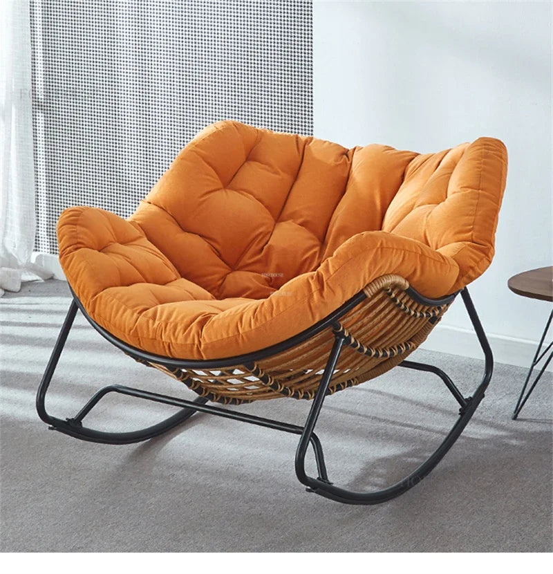 Nordic Lazy Living Room Chairs Home Balcony Rocking Chairs Reclining Sofas Rattan Sofa Leisure Rocking Chair Home Furniture