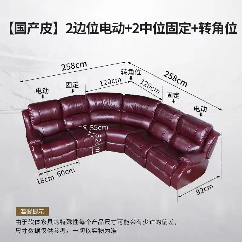 Living Room Sofa Set Recliner Leather U Shaped Sectional Sofa, Electric Recliner Sofa Set
