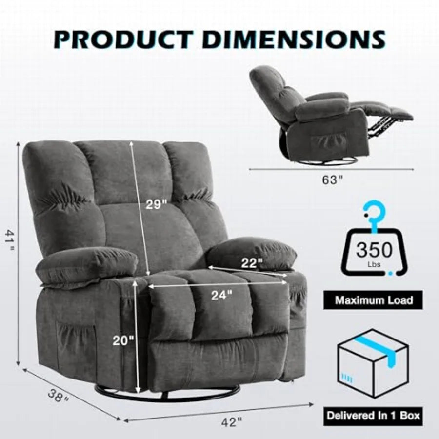 Recliner Chair,Rocking Chair with Massage and Heat,360° Swivel Recliner Chairs for Adults,for Bedroom,Nursery,Living Room Chairs