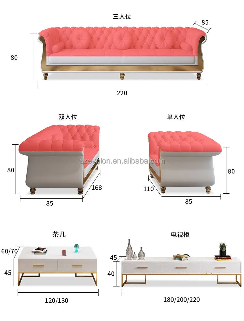High Quality Italian Leather Modular Sofa Set White Villa Sofa for Living Room & Hotel Genuine Leather Furniture