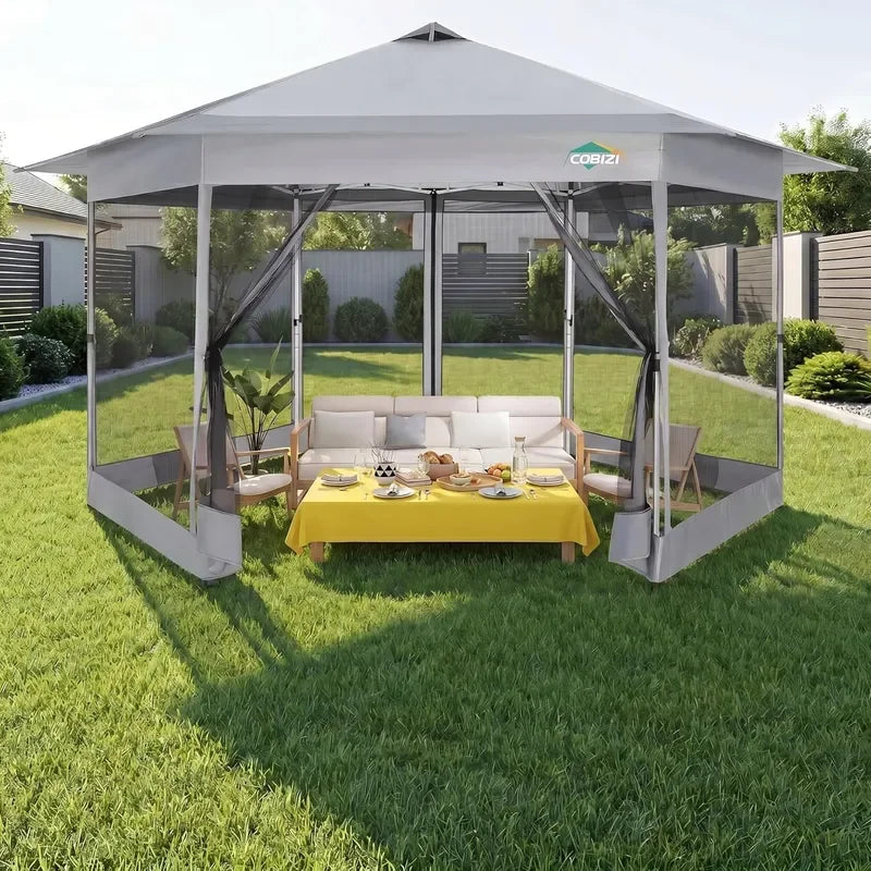 16x16 Pop Up Gazebo on Clearance Mosquito Netting Gray