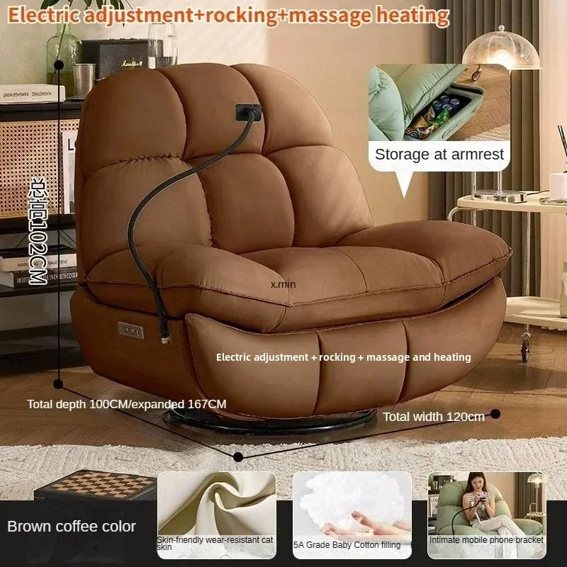 Smart Electric Lazy Sofa Recliner Single Leisure Chair with Sleep Function for Modern Living Room Lounge  Leather Sectional Sofa