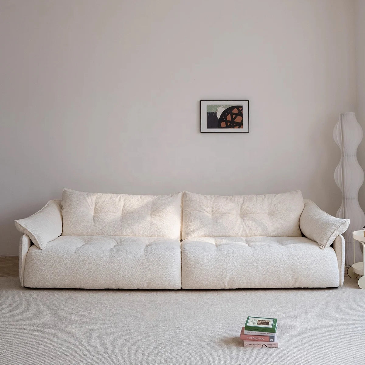# Nordic Modern Cream White Sherpa 3-seater Living Room Set Sofa Modular Deep Throne Villa Apartment Hotel Designer Sofa