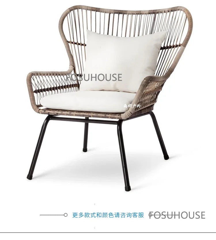 Terrace Rattan Chairs Tea Table Three Piece Set Modern Outdoor Furniture For Balcony Courtyard Garden Leisure outdoor Armchair