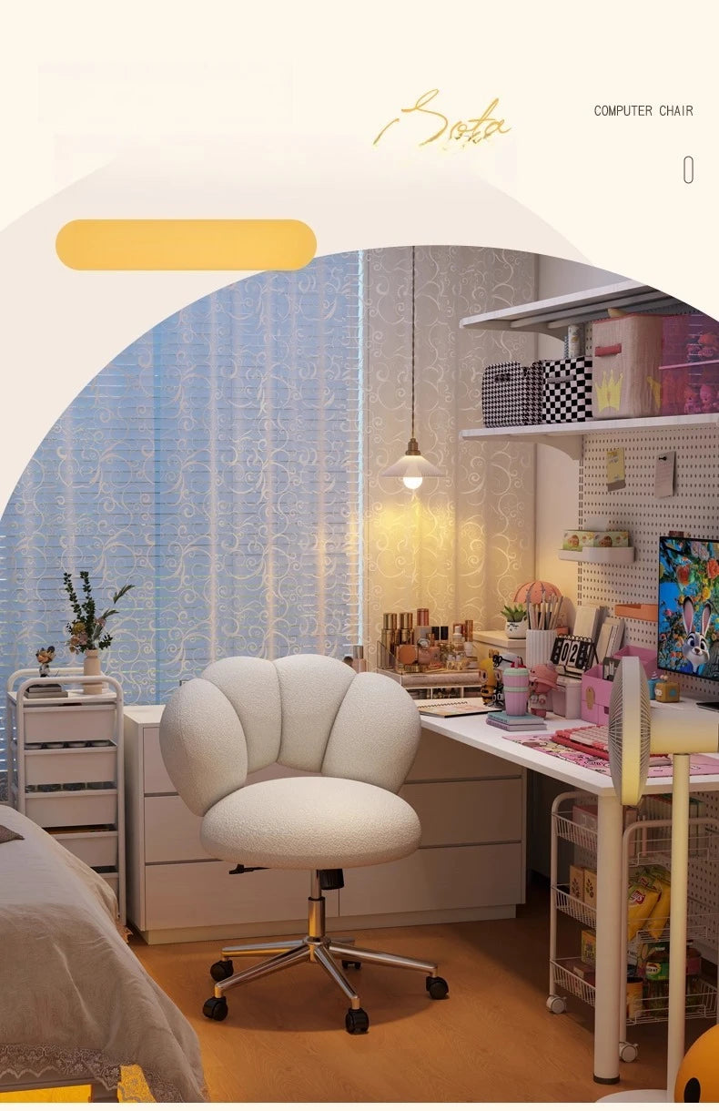 Cream Wind Living Room Chairs Furniture Dressing Stool Rotatable Chair Lamb Wool Small Internet Celebrity Stool Computer Stool
