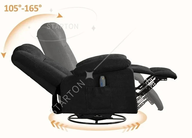 360° Swivel Rocker Recliner with Massage and Heating, Nursery Rocking Chairs，Korser Rocker Recliner Chair for Adults